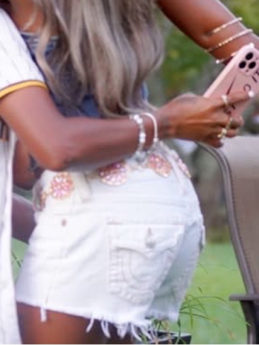 True Religion White Distressed Denim Jean Shorts - Picture 4 of 4